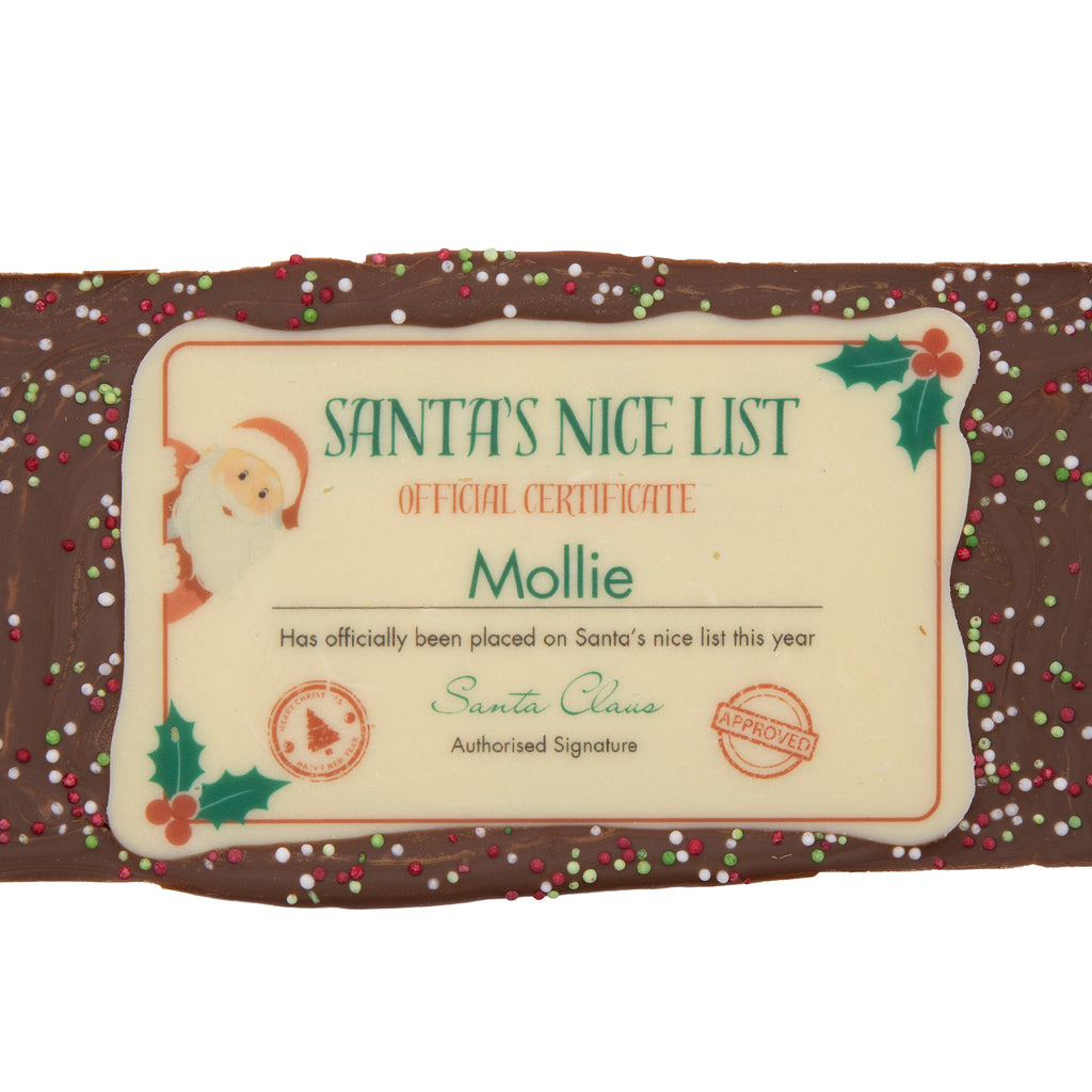 Personalised Santa’s Nice List Chocolate Slab