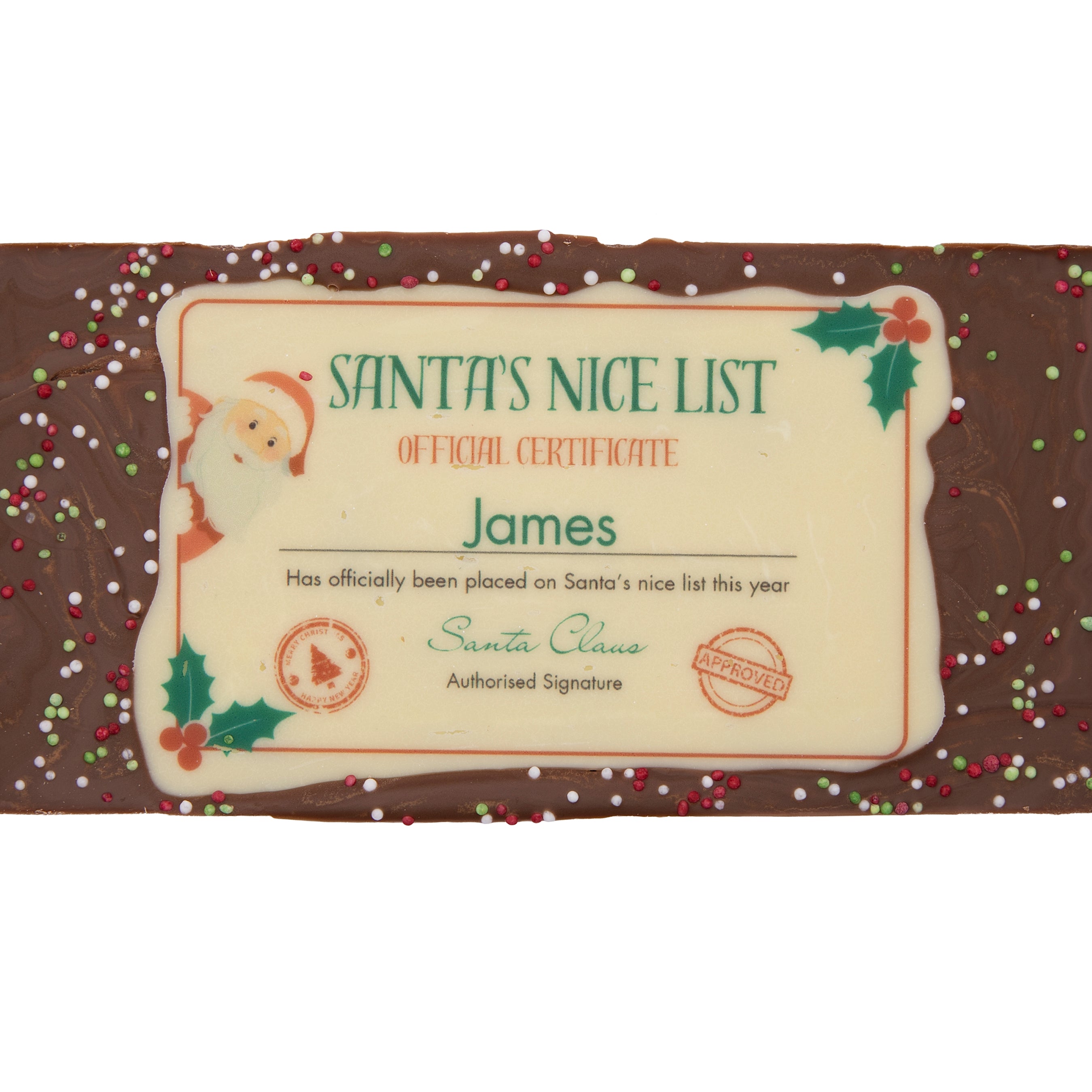 Personalised Santa’s Nice List Chocolate Slab