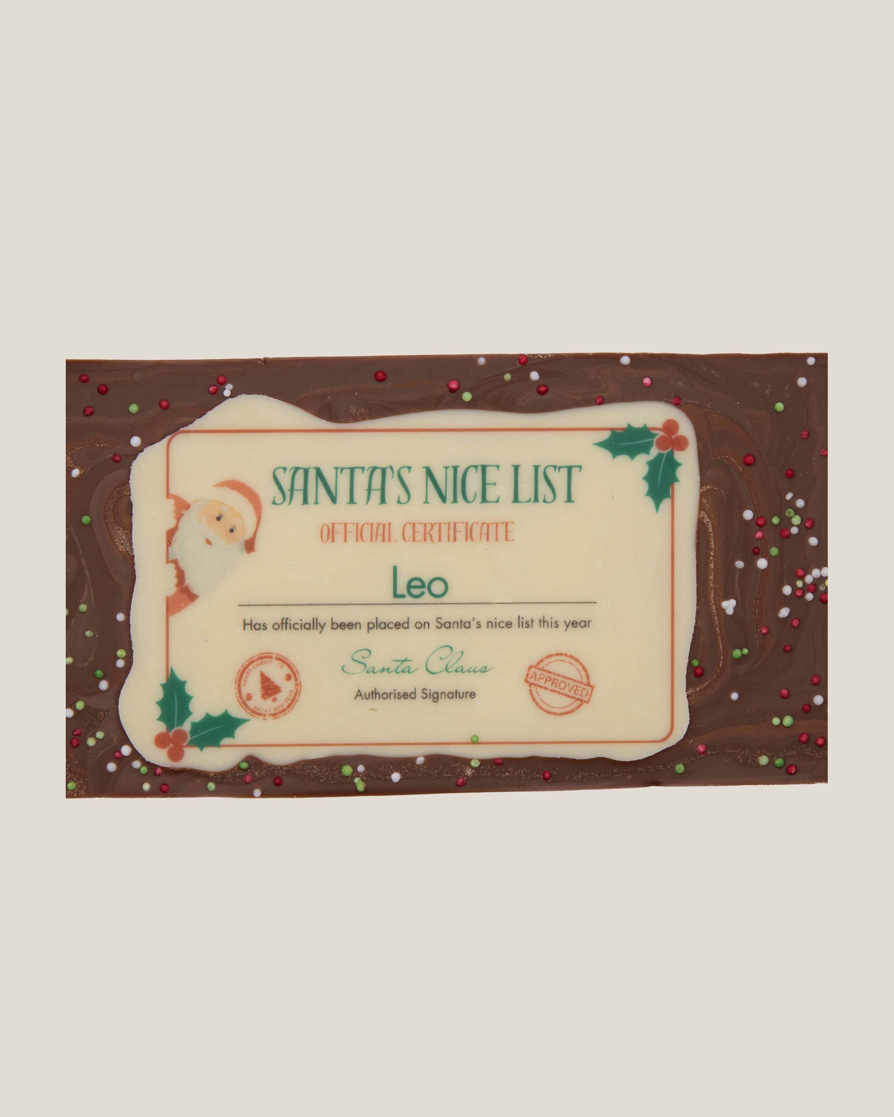 Personalised Santa’s Nice List Chocolate Slab