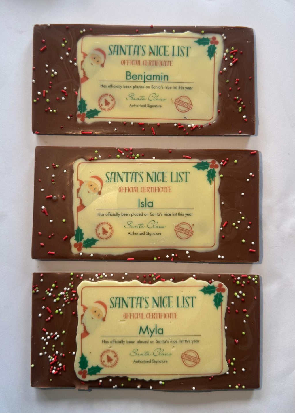 Personalised Santa’s Nice List Chocolate Slab